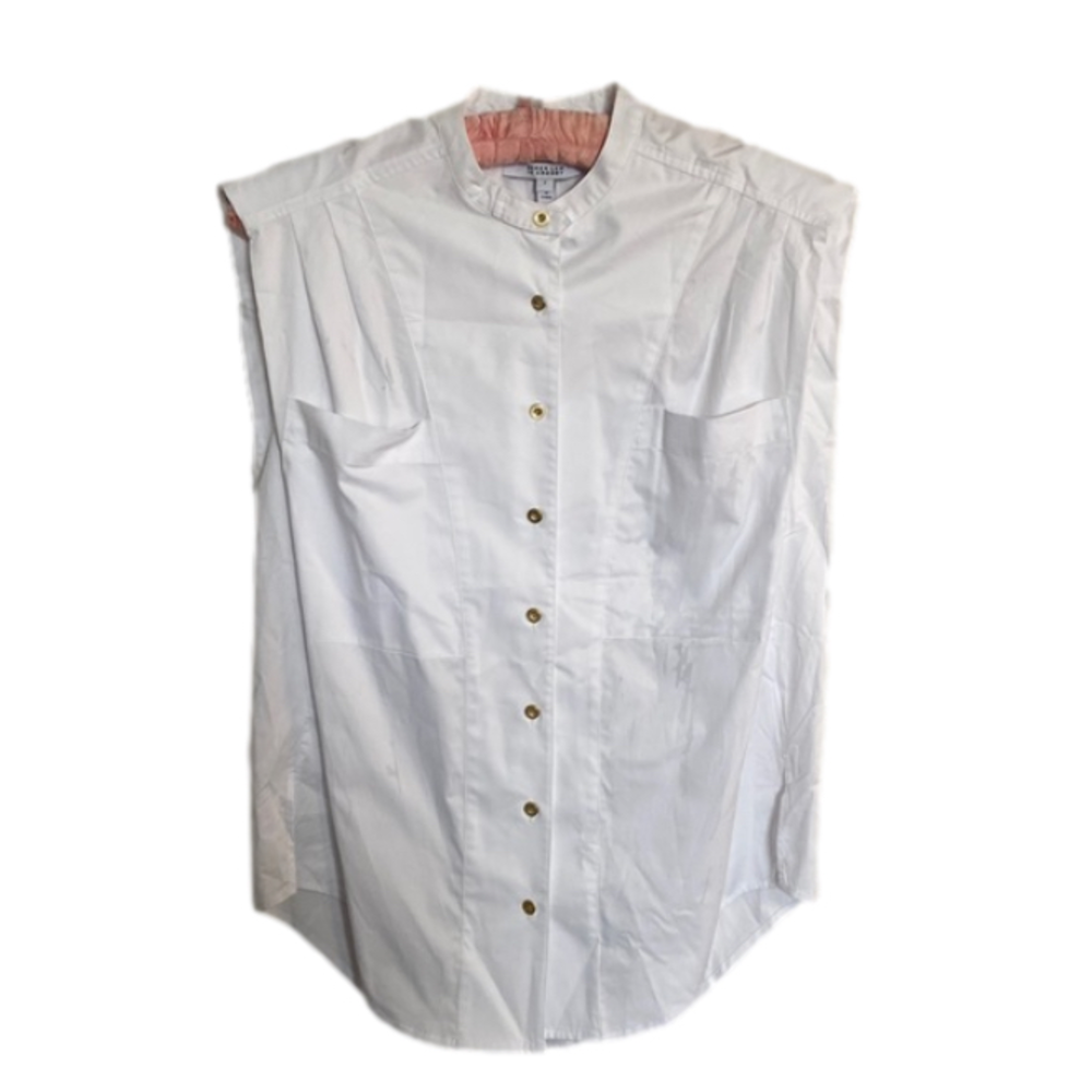 DEREK Lam Clinton Sleeveless Button-Up Top white oversized NWOT size 2